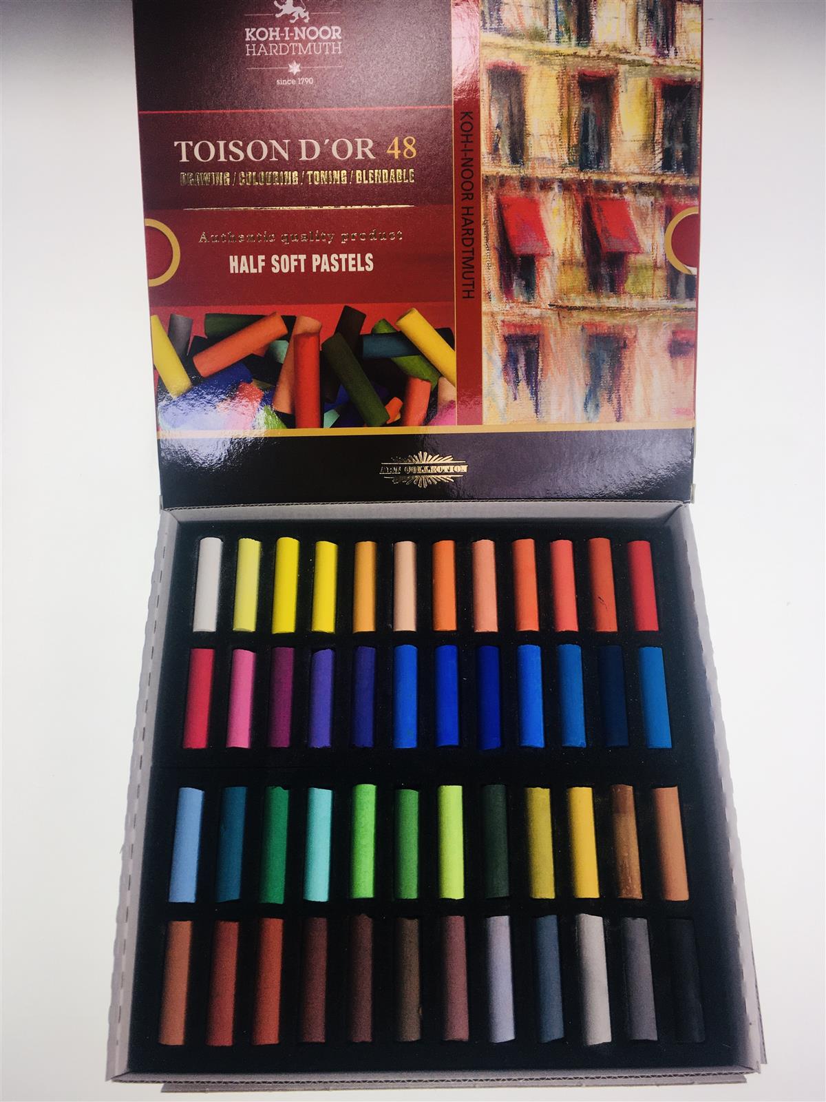 Pastellkreide runde - kurze , weiche Künstler- Softpastelle D = 10 mm x L = 37 mm, im 48er Pack – Bild 2