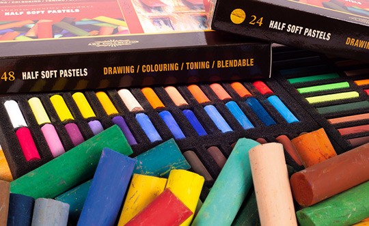 Pastellkreide runde - kurze , weiche Künstler- Softpastelle D = 10 mm x L = 37 mm, im 24er Pack – Bild 2